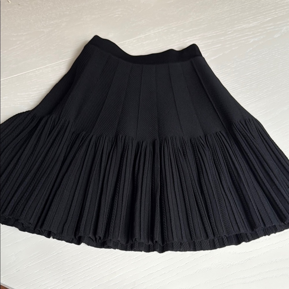 Sandro Black Textured Midi Skirt